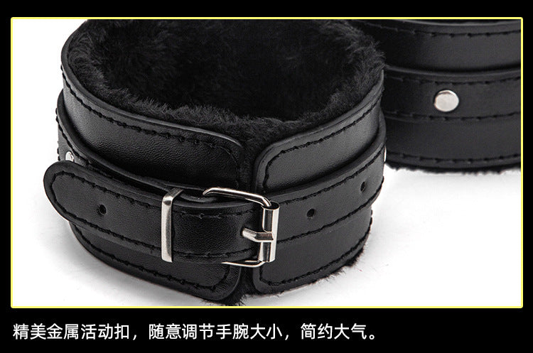 BDSM Binding Plush Hand Foot Cuff Cross Leather Set 3 Keping