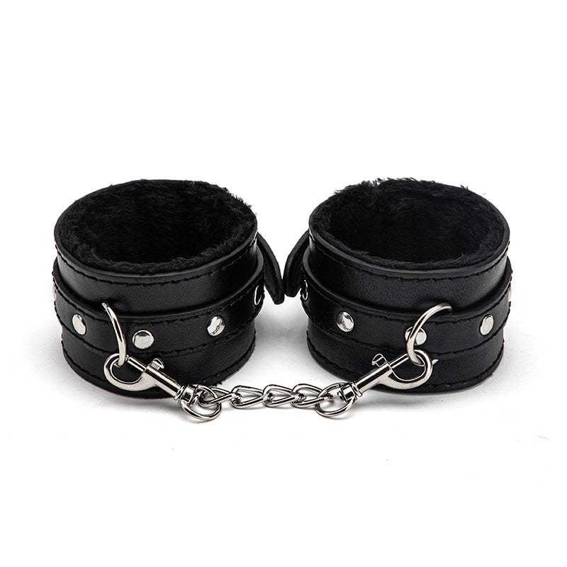 BDSM Binding Plush Hand Foot Cuff Cross Leather Set 3 Keping