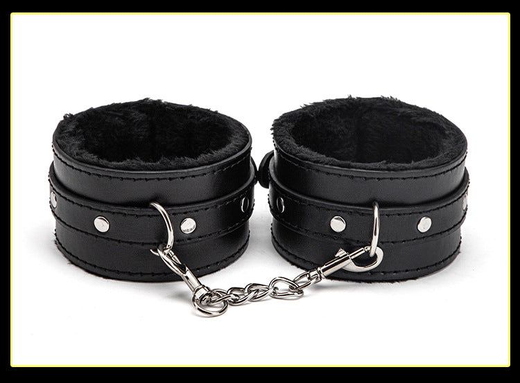 BDSM Binding Plush Hand Foot Cuff Cross Leather Set 3 Keping
