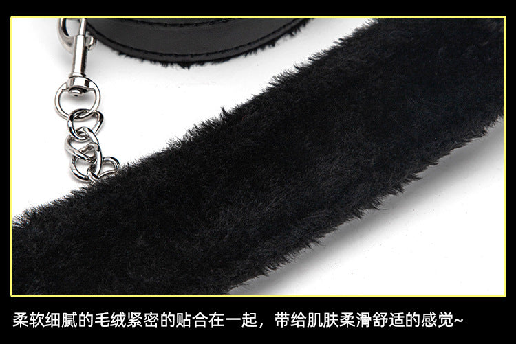 BDSM Binding Plush Hand Foot Cuff Cross Leather Set 3 Keping