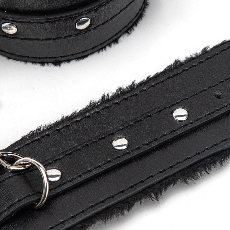 BDSM Binding Plush Hand Foot Cuff Cross Leather Set 3 Keping