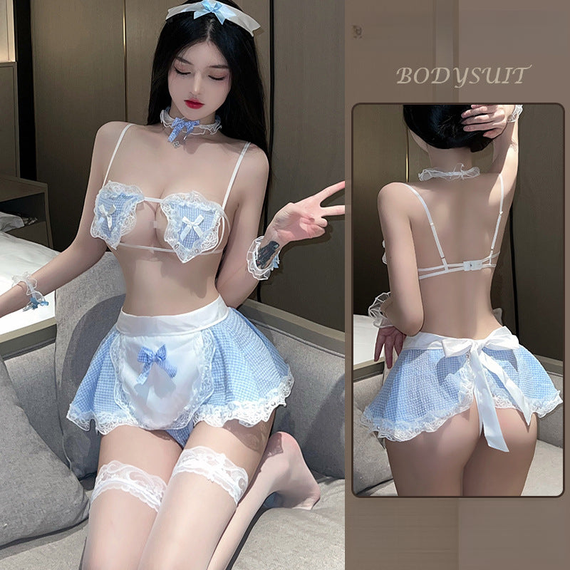 Set Kostum Pembantu Rumah Renda Tipis Berinspirasikan Anime - Rekaan Hollow Out Boleh Laras untuk Main Roleplay & Cosplay (Diskaun Pesanan Pukal)