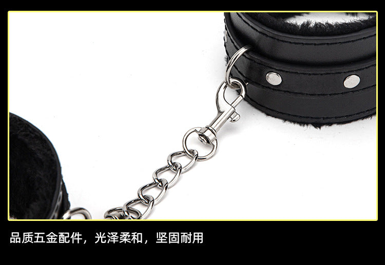 BDSM Binding Plush Hand Foot Cuff Cross Leather Set 3 Keping