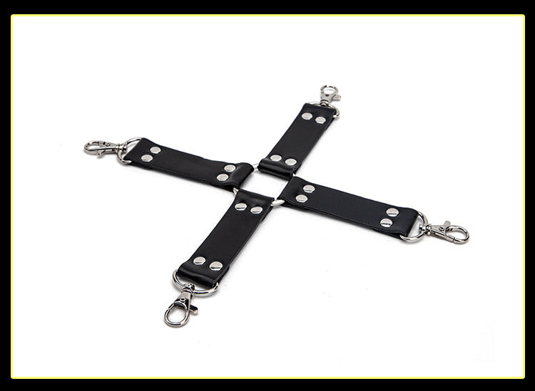 BDSM Binding Plush Hand Foot Cuff Cross Leather Set 3 Keping