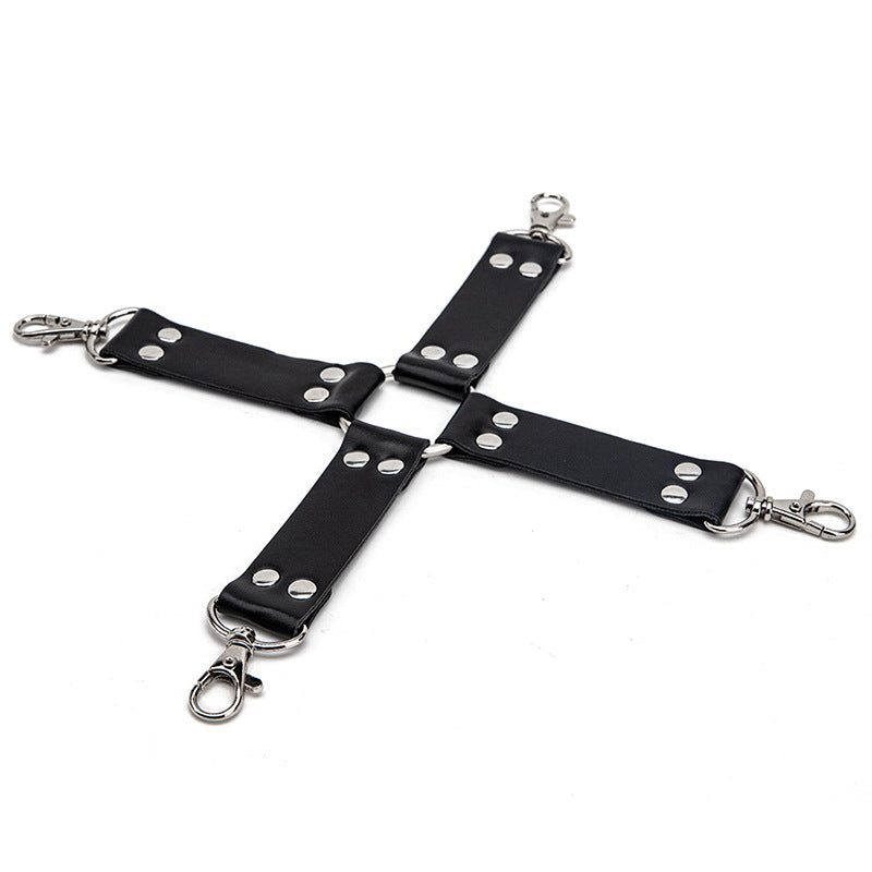 BDSM Binding Plush Hand Foot Cuff Cross Leather Set 3 Keping